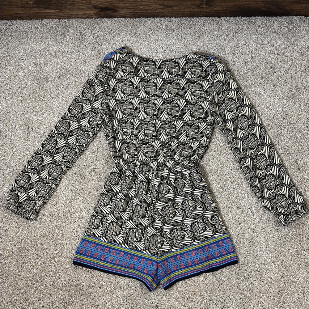 Lush Black and Blue Patterned Romper Small - Picture 7 of 14